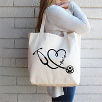 Personalized Nurse Tote Bag, Custom Stethoscope Bag, Nurse Gift Idea, Medical Student Gift, RN CNA Healthcare Worker Gift, Custom Name Tote