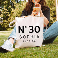 Personalized Birthday Tote Bag, Custom Name Age Tote Bag, 30th Birthday Gift, Custom Number Tote, Birthday Gift for Her, Party Bag
