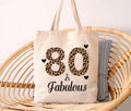 80 & Fabulous Tote Bag, Birthday Tote Bag, 80th Birthday Gift for Her, Leopard Print Birthday Bag, Milestone Birthday Gift, Party Gift Tote