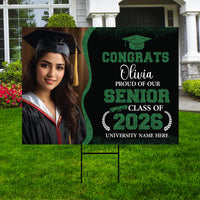 Personalized Graduation Yard Sign 2026 with Photo, Graduate Picture Sign, Class of 2026, Custom Graduation 2026 Yard Sign with Metal H-Stake