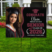 Personalized Graduation Yard Sign 2026 with Photo, Graduate Picture Sign, Class of 2026, Custom Graduation 2026 Yard Sign with Metal H-Stake