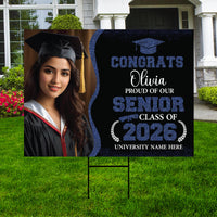 Personalized Graduation Yard Sign 2026 with Photo, Graduate Picture Sign, Class of 2026, Custom Graduation 2026 Yard Sign with Metal H-Stake