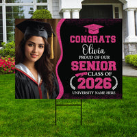 Personalized Graduation Yard Sign 2026 with Photo, Graduate Picture Sign, Class of 2026, Custom Graduation 2026 Yard Sign with Metal H-Stake