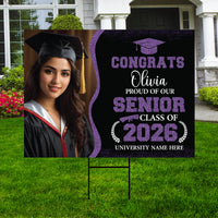Personalized Graduation Yard Sign 2026 with Photo, Graduate Picture Sign, Class of 2026, Custom Graduation 2026 Yard Sign with Metal H-Stake