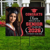 Personalized Graduation Yard Sign 2026 with Photo, Graduate Picture Sign, Class of 2026, Custom Graduation 2026 Yard Sign with Metal H-Stake