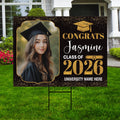 Personalized Graduation Yard Sign 2026 with Photo, Graduate Picture Sign, Class of 2026, Custom Graduation 2026 Yard Sign with Metal H-Stake