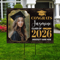 Personalized Graduation Yard Sign 2026 with Photo, Graduate Picture Sign, Class of 2026, Custom Graduation 2026 Yard Sign with Metal H-Stake