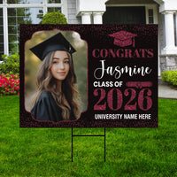 Personalized Graduation Yard Sign 2026 with Photo, Graduate Picture Sign, Class of 2026, Custom Graduation 2026 Yard Sign with Metal H-Stake