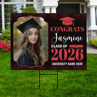 Personalized Graduation Yard Sign 2026 with Photo, Graduate Picture Sign, Class of 2026, Custom Graduation 2026 Yard Sign with Metal H-Stake