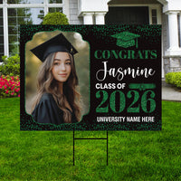 Personalized Graduation Yard Sign 2026 with Photo, Graduate Picture Sign, Class of 2026, Custom Graduation 2026 Yard Sign with Metal H-Stake