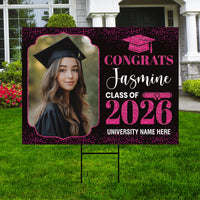 Personalized Graduation Yard Sign 2026 with Photo, Graduate Picture Sign, Class of 2026, Custom Graduation 2026 Yard Sign with Metal H-Stake