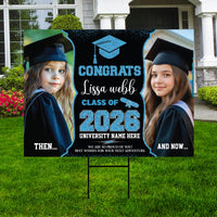 Personalized Graduation Yard Sign 2026 with Photo, Graduate Picture Sign, Class of 2026, Custom Graduation 2026 Yard Sign with Metal H-Stake