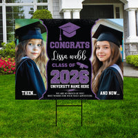 Personalized Graduation Yard Sign 2026 with Photo, Graduate Picture Sign, Class of 2026, Custom Graduation 2026 Yard Sign with Metal H-Stake