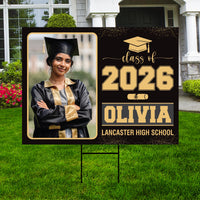 Personalized Graduation Yard Sign 2026 with Photo, Graduate Picture Sign, Class of 2026, Custom Graduation 2026 Yard Sign with Metal H-Stake