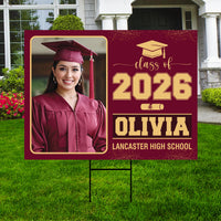 Personalized Graduation Yard Sign 2026 with Photo, Graduate Picture Sign, Class of 2026, Custom Graduation 2026 Yard Sign with Metal H-Stake