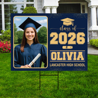 Personalized Graduation Yard Sign 2026 with Photo, Graduate Picture Sign, Class of 2026, Custom Graduation 2026 Yard Sign with Metal H-Stake