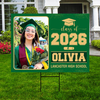 Personalized Graduation Yard Sign 2026 with Photo, Graduate Picture Sign, Class of 2026, Custom Graduation 2026 Yard Sign with Metal H-Stake