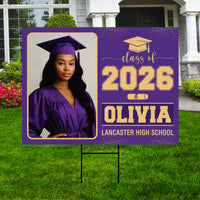 Personalized Graduation Yard Sign 2026 with Photo, Graduate Picture Sign, Class of 2026, Custom Graduation 2026 Yard Sign with Metal H-Stake
