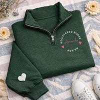 Personalized RN Embroidered Quarter Zip Sweatshirt, Custom Nurse Pullover, Registered Nurse Gift, Medical Healthcare Zip Up Gift