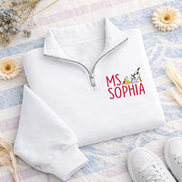 Personalized Science Teacher Embroidered Quarter Zip Sweatshirt, Custom Teacher Pullover, STEM Teacher Gift, Classroom Apparel