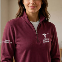 Gymnastics Coach Embroidered Quarter Zip Sweatshirt, Personalized Team Gymnastics Pullover, Custom Coach Gift Gymnast Team Apparel