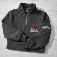 Gymnastics Coach Embroidered Quarter Zip Sweatshirt, Personalized Team Gymnastics Pullover, Custom Coach Gift Gymnast Team Apparel