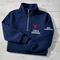Gymnastics Coach Embroidered Quarter Zip Sweatshirt, Personalized Team Gymnastics Pullover, Custom Coach Gift Gymnast Team Apparel
