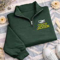 Swim Coach Embroidered Quarter Zip Sweatshirt, Personalized Swim Team Pullover, Custom Coach Gift, Swimming Team Quarter Zip