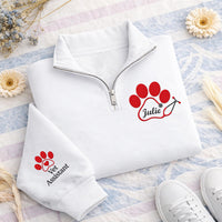Vet Tech Paw Stethoscope Embroidered Quarter Zip Sweatshirt, Personalized Veterinarian Monogram Pullover, Animal Rescue Gift