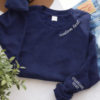 Personalized Embroidered Text Sweatshirt, Custom Quote Hoodie, Sleeve Text Shirt, Varsity Long Sleeve Shirt, Cute Mother's Day Gift