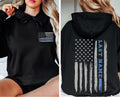 Custom Last Name American Flag Shirt, Thin Blue Line Flag Shirt, Personalized Police Flag Tee, Patriotic Family Shirt, Front Back