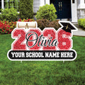 Personalized Graduation 2026 Yard Sign, Custom Name & School Name Yard Decor, Class of 2026 Outdoor Graduation Lawn Sign with Stakes
