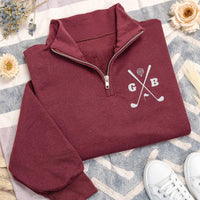 Personalized Golf Embroidered Quarter Zip Sweatshirt, Custom Initial Golf Pullover, Golf Performance Gift, Golf Lover Monogram Zip
