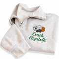 PE Teacher Embroidered Quarter Zip Sweatshirt, Personalized Gym Coach Pullover, Custom Name Sports Coach Gift, Phys Ed Teacher Wear