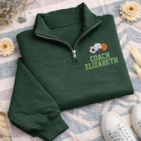 PE Teacher Embroidered Quarter Zip Sweatshirt, Personalized Gym Coach Pullover, Custom Name Sports Coach Gift, Phys Ed Teacher Wear