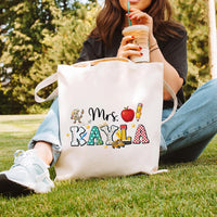 Personalized Teacher Tote Bag, Custom Name Teacher Bag, Back to School Gift, Teacher Appreciation Gift, Cute Classroom Supplies Tote Bag