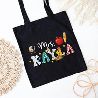 Personalized Teacher Tote Bag, Custom Name Teacher Bag, Back to School Gift, Teacher Appreciation Gift, Cute Classroom Supplies Tote Bag