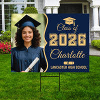 Personalized Graduation Yard Sign with Photo Class of 2026, Custom Senior 2026 Yard Sign, Graduation Party Outdoor Sign with Stakes