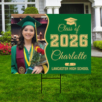 Personalized Graduation Yard Sign with Photo Class of 2026, Custom Senior 2026 Yard Sign, Graduation Party Outdoor Sign with Stakes