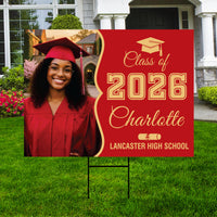 Personalized Graduation Yard Sign with Photo Class of 2026, Custom Senior 2026 Yard Sign, Graduation Party Outdoor Sign with Stakes