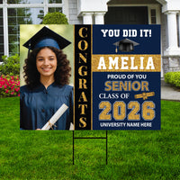 Personalized Graduation Yard Sign with Photo Class of 2026, Custom Senior 2026 Yard Sign, Graduation Party Outdoor Sign with Stakes
