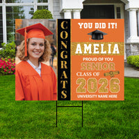Personalized Graduation Yard Sign with Photo Class of 2026, Custom Senior 2026 Yard Sign, Graduation Party Outdoor Sign with Stakes