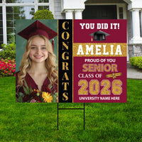 Personalized Graduation Yard Sign with Photo Class of 2026, Custom Senior 2026 Yard Sign, Graduation Party Outdoor Sign with Stakes