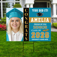 Personalized Graduation Yard Sign with Photo Class of 2026, Custom Senior 2026 Yard Sign, Graduation Party Outdoor Sign with Stakes