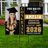 Personalized Graduation Yard Sign with Photo Class of 2026, Custom Senior 2026 Yard Sign, Graduation Party Outdoor Sign with Stakes