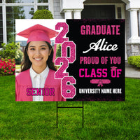 Personalized Graduation Yard Sign with Photo Class of 2026, Custom Senior 2026 Yard Sign, Graduation Party Outdoor Sign with Stakes