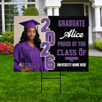 Personalized Graduation Yard Sign with Photo Class of 2026, Custom Senior 2026 Yard Sign, Graduation Party Outdoor Sign with Stakes