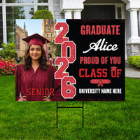 Personalized Graduation Yard Sign with Photo Class of 2026, Custom Senior 2026 Yard Sign, Graduation Party Outdoor Sign with Stakes