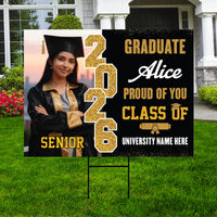 Personalized Graduation Yard Sign with Photo Class of 2026, Custom Senior 2026 Yard Sign, Graduation Party Outdoor Sign with Stakes