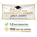 Graduation 2026 Personalized Vinyl Banner, Class of 2026 Congrats Banner Sign, Custom Graduation Party Banner with Name, Metal Grommets